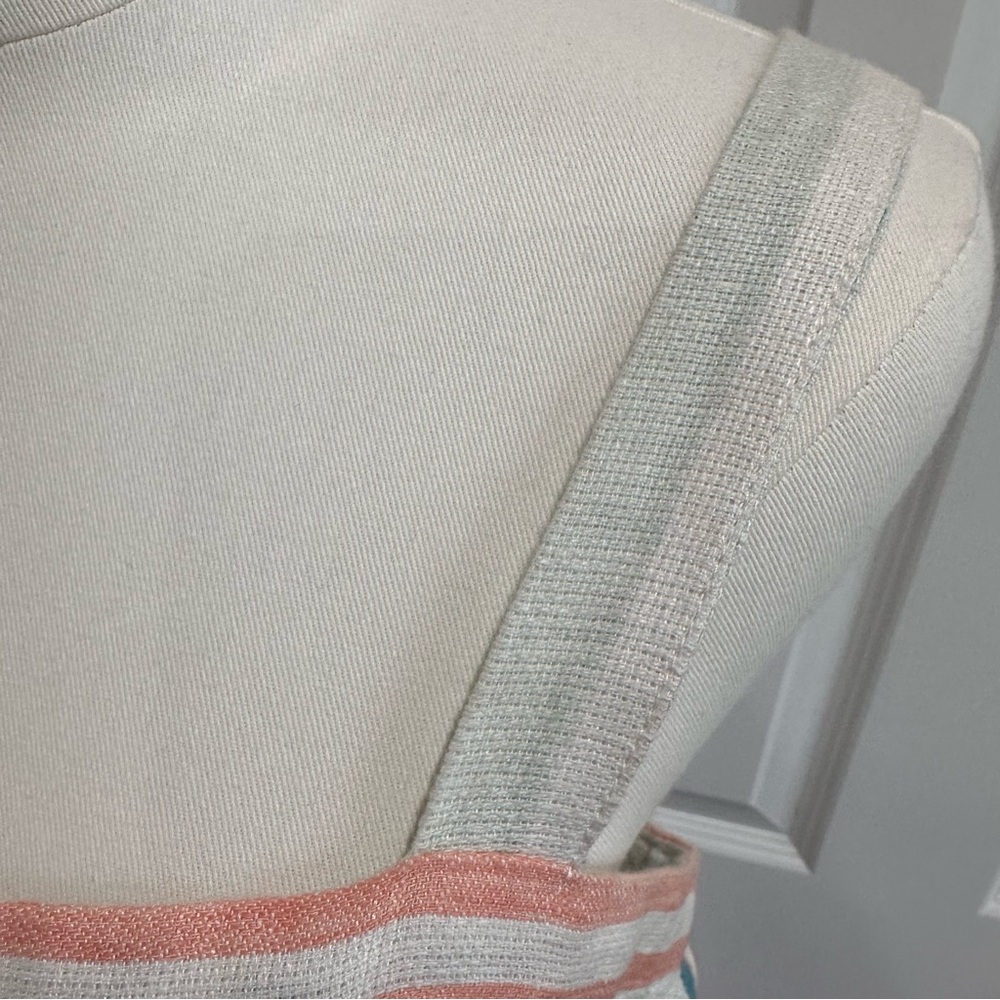 J. Crew LINEN Stripped Light Textured Spaghetti Strap, Button down Midi Size 10 - Picture 6 of 15